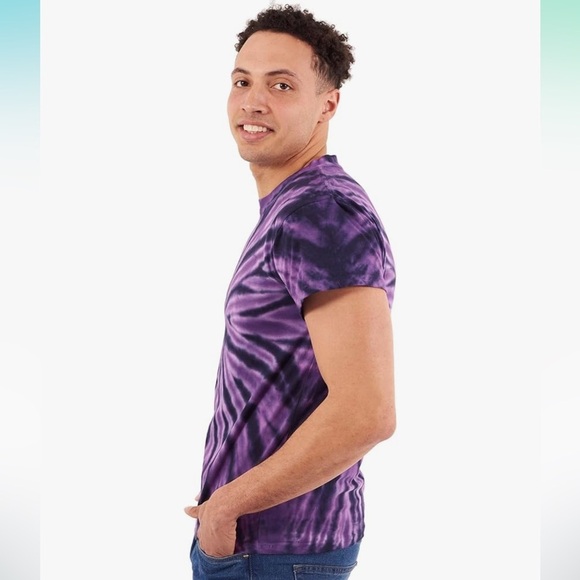 Mens Brisco Brands Purple/Navy/White Spider Tie Dyed Tee - Picture 1 of 2